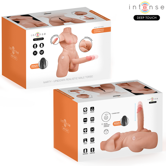 INTENSE DEEP TOUCH - TORSE MARTY AVEC ANUS ET GODEMICHET RÉALISTE AVEC POUSSE ET VIBRATION, TÉLÉCOMMANDE, 8,3 KG